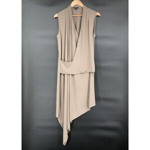 Cos Womens Asymmetric Wrap Midi Dress S Brown Khaki Artsy Modern Professional